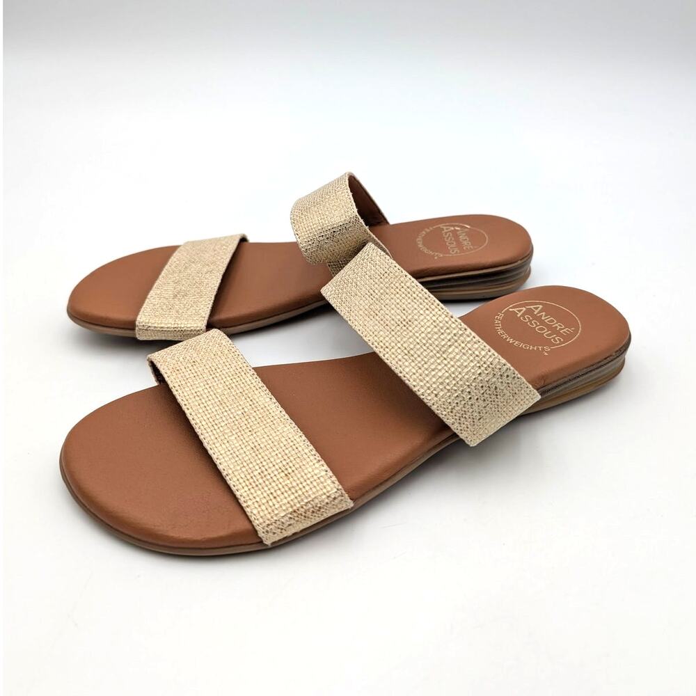 André Assous Nabila Featherweights Slide Sandal Women's Natural Size US7M EU37.5